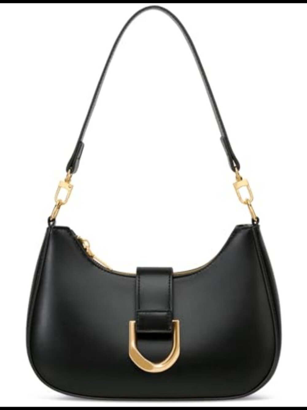 KKXIU Crescent Shoulder Bag PU Vegan Leather Women's Purse with Gold Chain